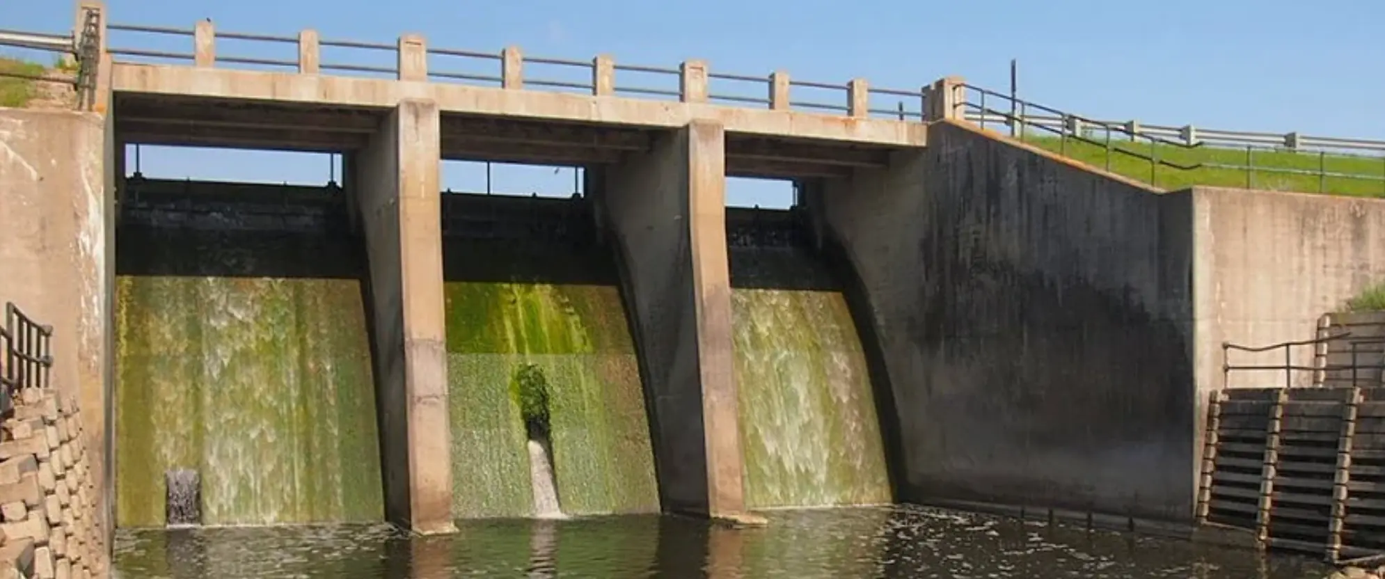 Lake Bronson dam and surrounding prairie landscape